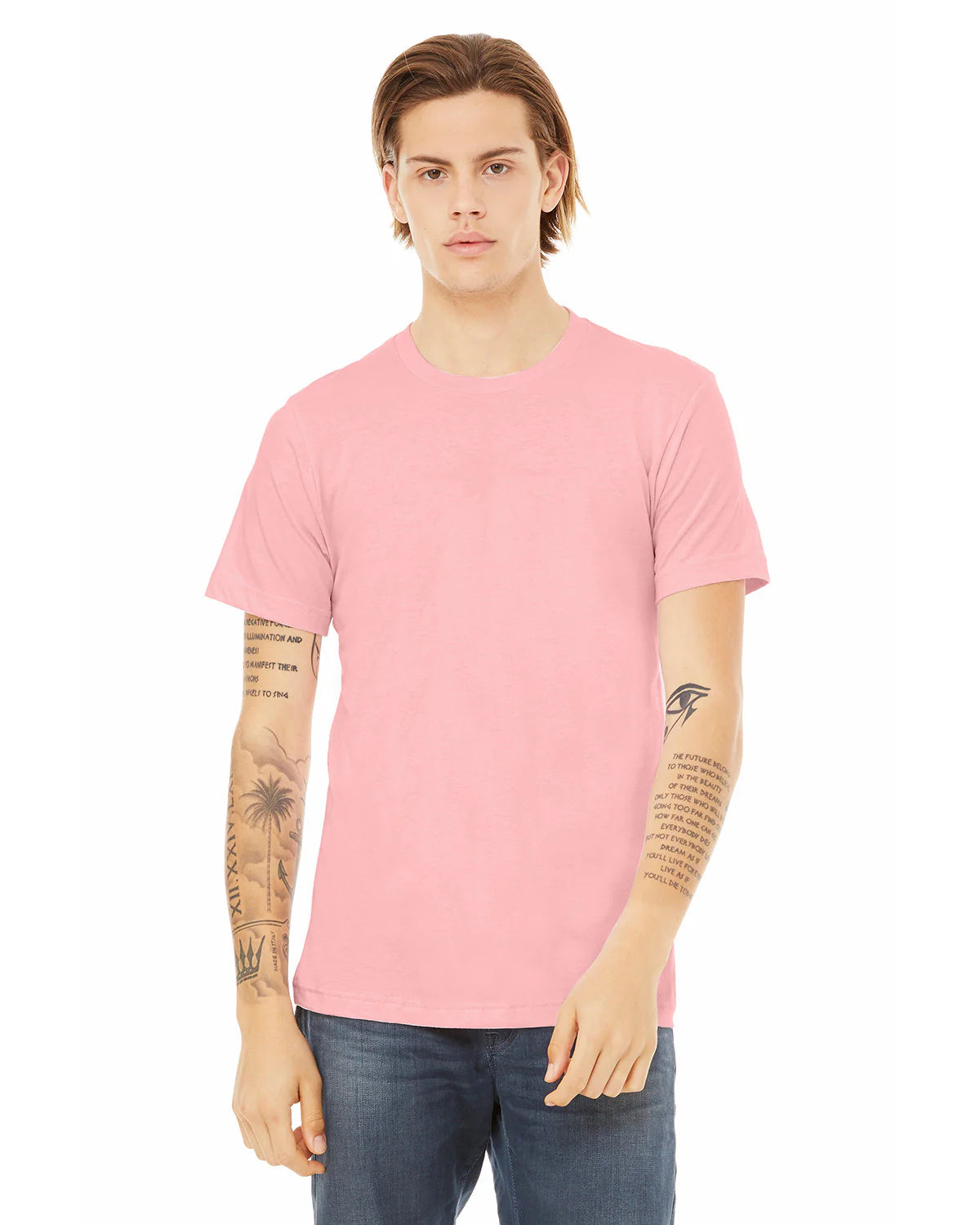 Custom T-Shirts in a variety of colors, including soft pink, tailored to your preferences. These shirts are personalized to reflect your unique style, with options ranging from delicate hues to bold neutrals. Each shirt is made to order, ensuring a perfect fit and personalized expression of your individuality.