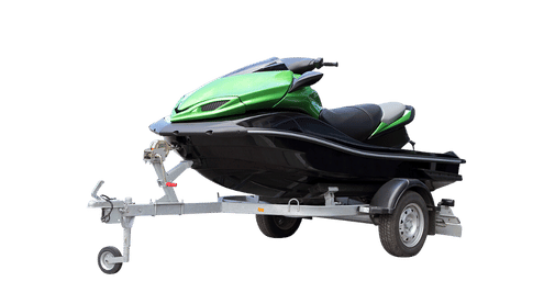 Jet ski trailer maintained by Toronto Jet Ski, highlighting our expert trailer maintenance services to ensure safe and reliable transport of your jet ski during the winter months.
