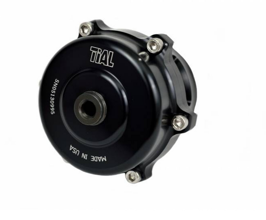 A close-up view of the Sea-Doo TiAL 50mm Blow-Off Valve Kit, showcasing its robust construction and precision engineering. The high-quality TiAL 50mm blow-off valve is prominently featured, designed to release excess pressure from the turbocharger system for improved performance. With all necessary hardware included, installation is straightforward, ensuring optimal engine responsiveness and durability.