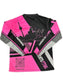 Back view of the New Design Toronto Jet Ski Jersey in vibrant pink and black color scheme. The back of the jersey features a bold black image of the Toronto skyline, adding a distinctive and stylish touch. The material is lightweight and breathable, perfect for high-performance jet skiing.