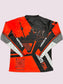 Back view of the New Design Toronto Jet Ski Jersey in vibrant orange and black color scheme. The back of the jersey features a bold black image of the Toronto skyline, adding a distinctive and stylish touch. The material is lightweight and breathable, perfect for high-performance jet skiing.
