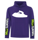 Toronto Jet Ski Water Performance Hoodie in Purple, featuring a white silhouette of a man on a Sea-Doo for added style and attitude. The arms display the word 'Toronto' in white, with 'jetskis' in vibrant neon yellow, offering a dynamic contrast against the purple backdrop. Crafted for water performance, this hoodie combines comfort and functionality for watersport enthusiasts.